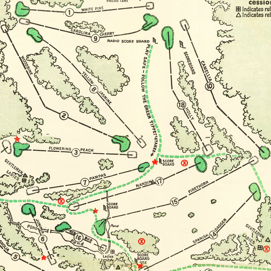 Vintage Map of Augusta National Golf Course, 1954